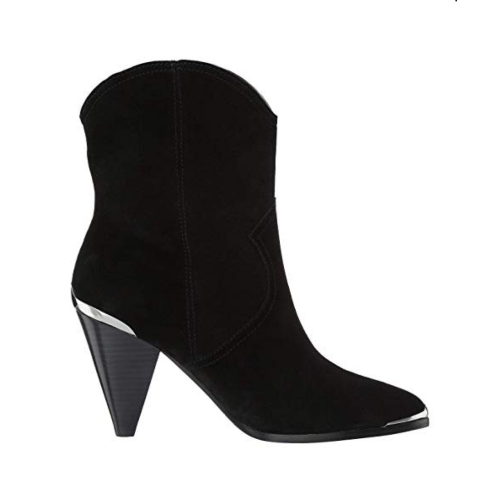 Sultry Black Suede Joie Western Inspired Booties - Picture 3 of 7